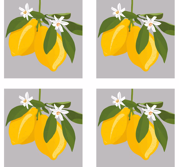 Modernus padėkliukas geltoniems citrinoms su lapais - „Tenstickers“