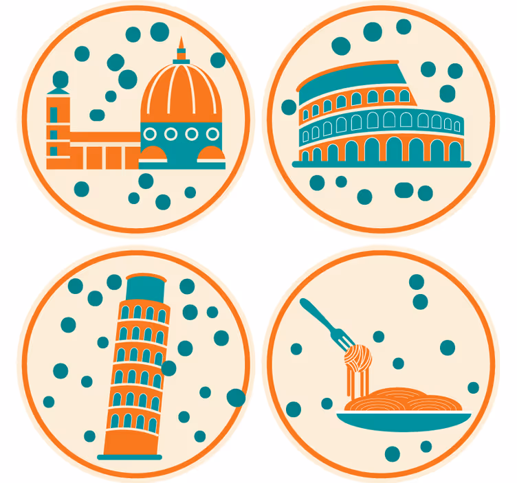 Modernus padėkliukas su ikoniškais italijos paminklais - „Tenstickers“
