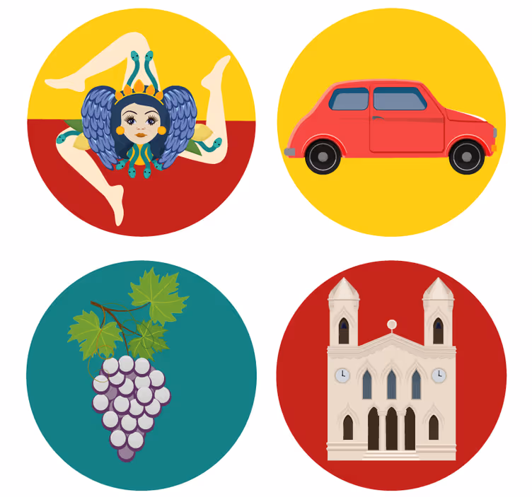 Modernus padėkliukas sicilijos mitologijos vynuogėms - „Tenstickers“