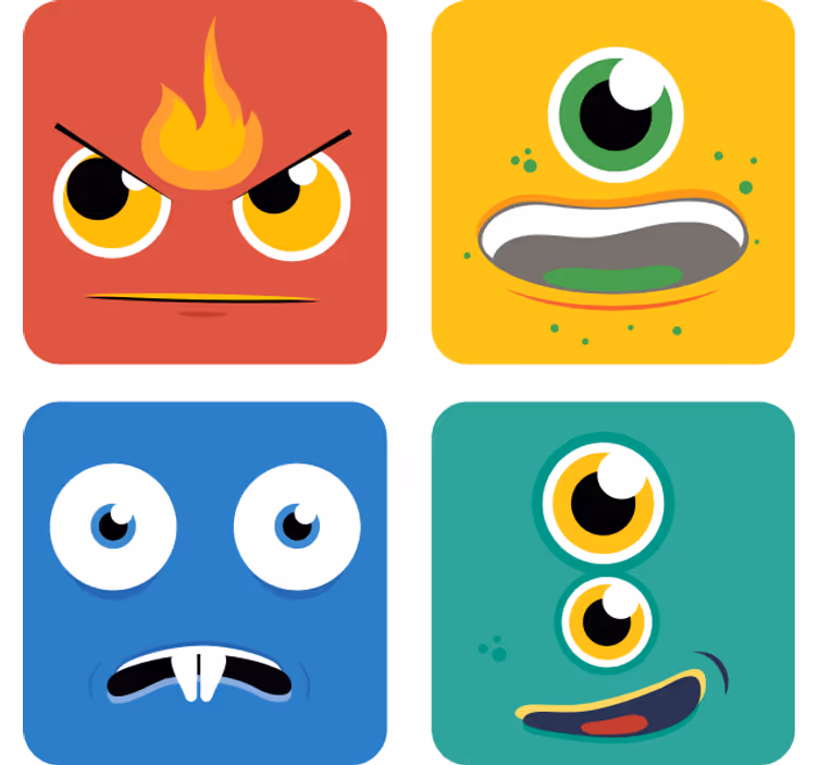 Geek padėkliukas spalvingiems monstrų veidams - „Tenstickers“