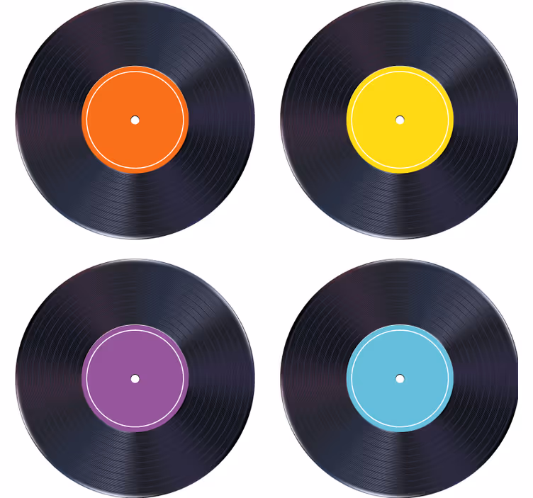 Vintage padėkliukas spalvingiems vinilo diskams - „Tenstickers“