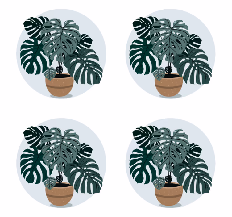 Modernus padėkliukas su monstera augalo iliustracija - „Tenstickers“