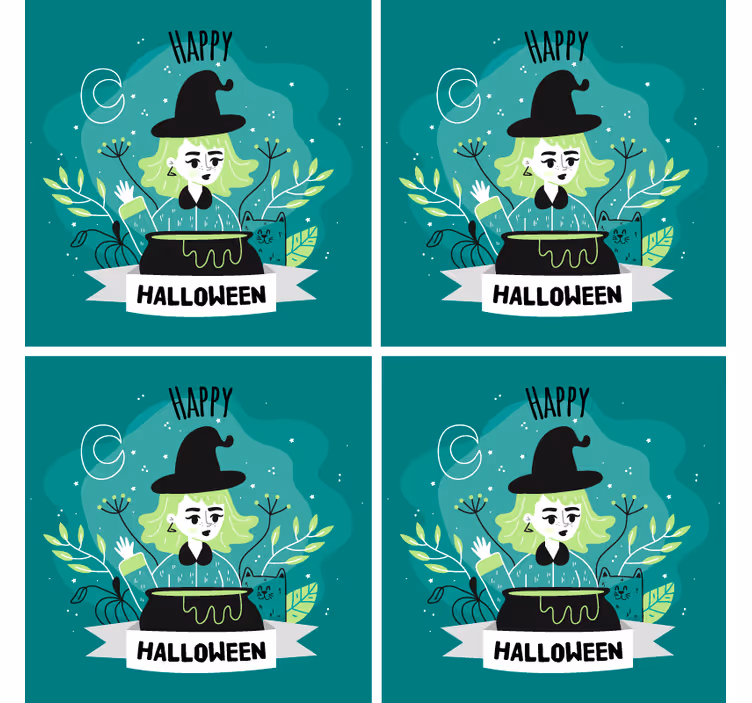 Helovino padėkliukas ragana su katilu - „Tenstickers“