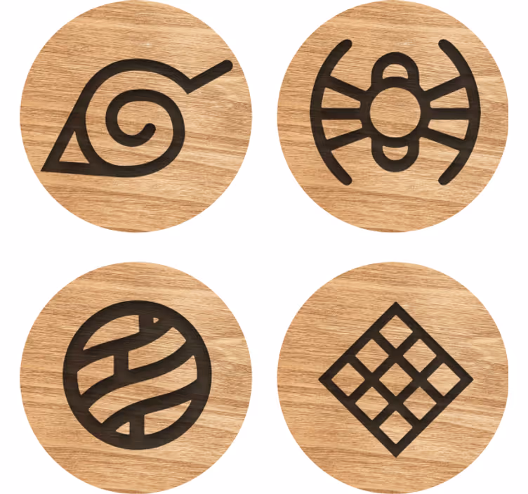 Geek padėkliukas simboliniais mediniais ratais - „Tenstickers“