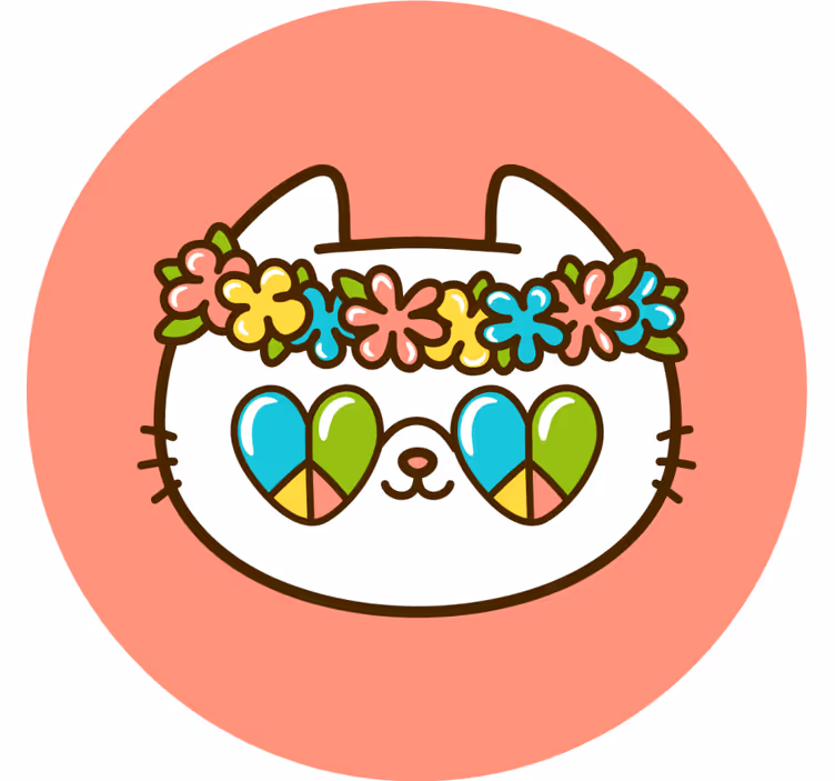 Geek padėkliukas gėlių vainiko katė - „Tenstickers“