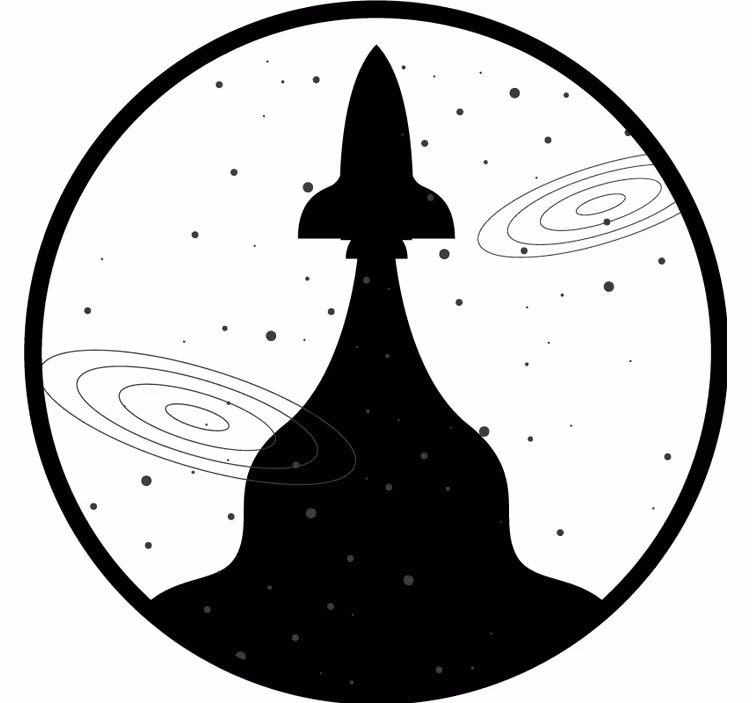 Geek padėkliukas raketos siluetas su žvaigždėmis - „Tenstickers“
