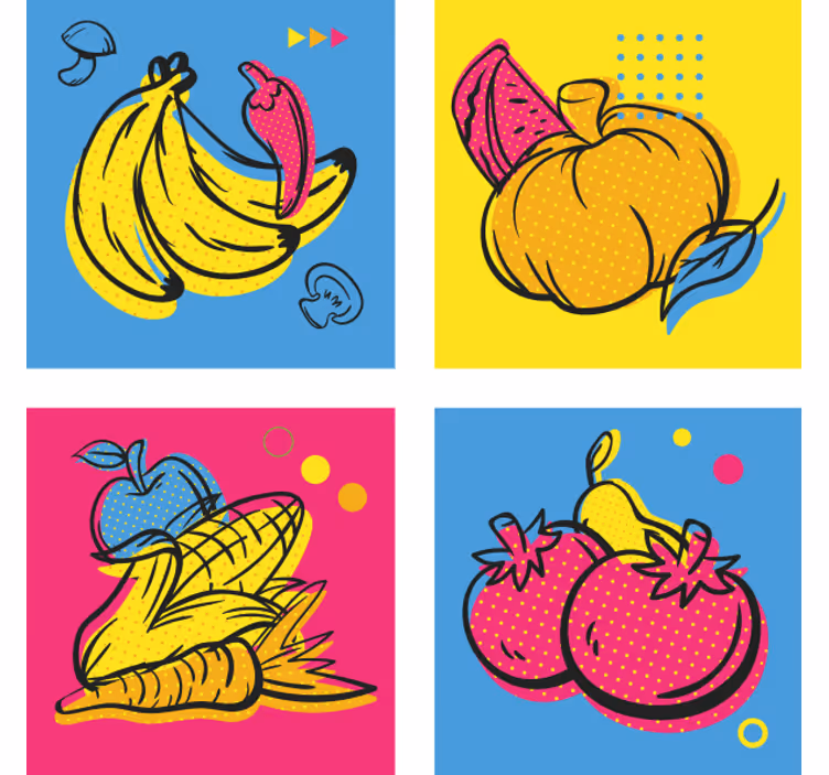 Modernus padėkliukas su spalvingomis vaisių iliustracijomis - „Tenstickers“