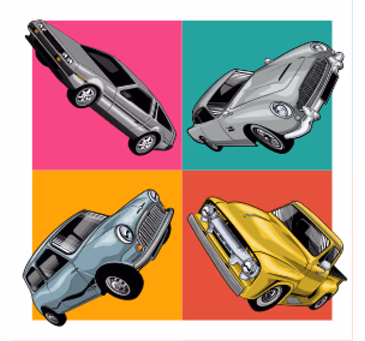 Vintage padėkliukas klasikinis automobilių kvartetas - „Tenstickers“