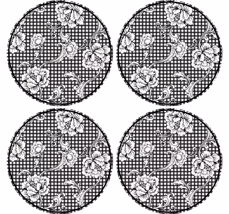 Gėlių gingham rašto padėkliukas - „Tenstickers“