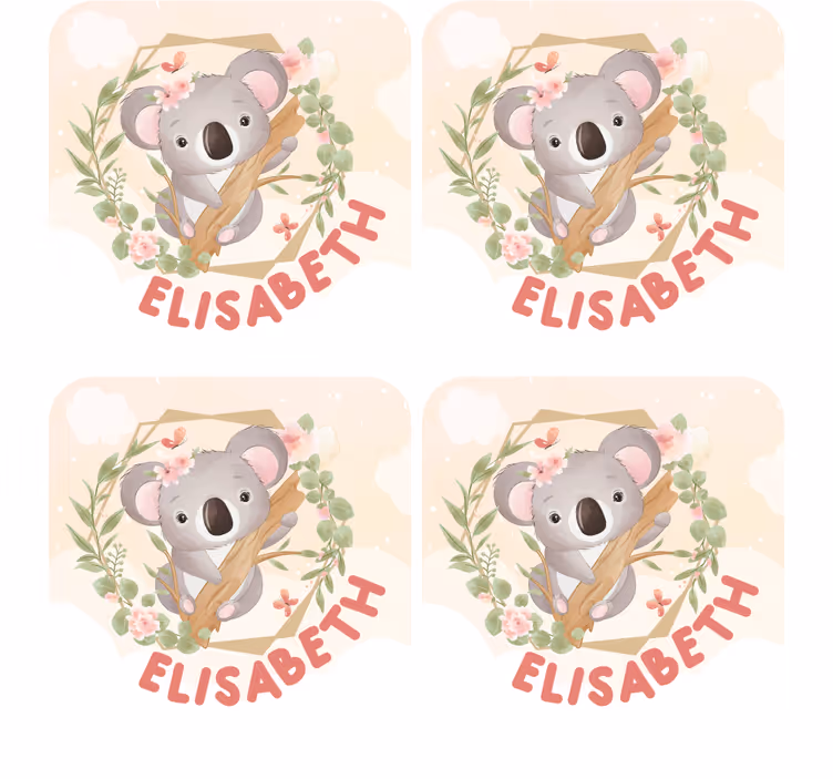 Pritaikomas padėkliukas su mielu koala ir gėlėmis - „Tenstickers“