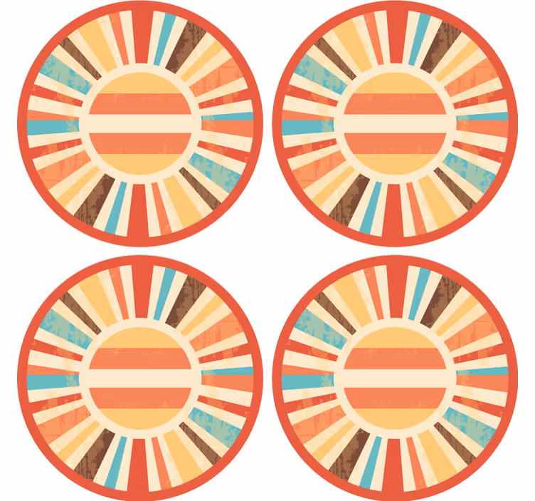 Spalvingi retro saulės spindulių vintažiniai padėkliukai - „Tenstickers“