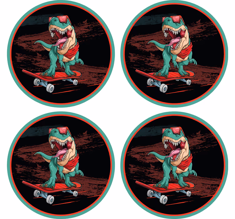Geek padėkliukas su riedlente važiuojančiu dinozauru - „Tenstickers“