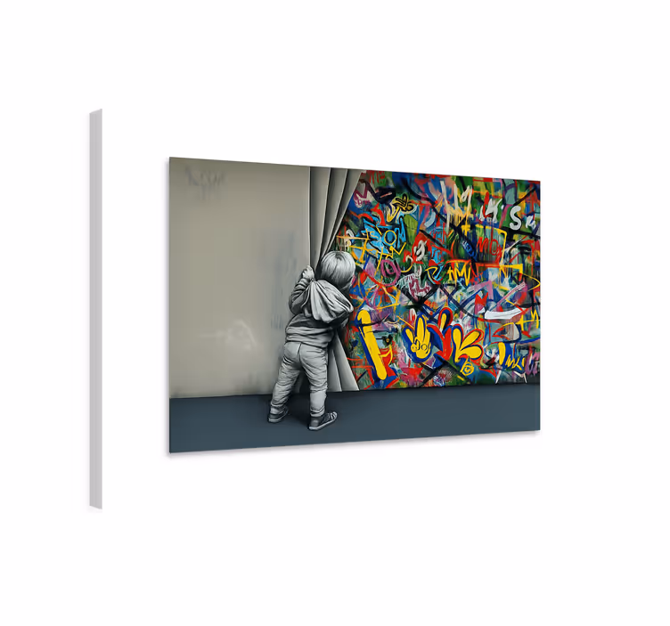 Vaikas šnipinėja grafiti Drobė menas - „Tenstickers“