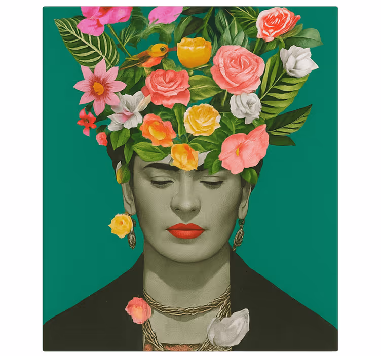 Frida kahlo spalvingos gėlės Drobė menas - „Tenstickers“