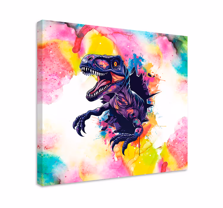Drobė dinozauras sodrių spalvų velociraptorius - „Tenstickers“