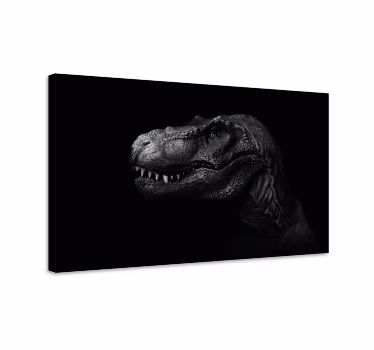 Drobė dinozauras realistiškas ir elegantiškas juodame fone - „Tenstickers“