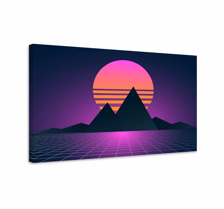 „synthwave“ kalnų peizažas Drobė vintažinis - „Tenstickers“
