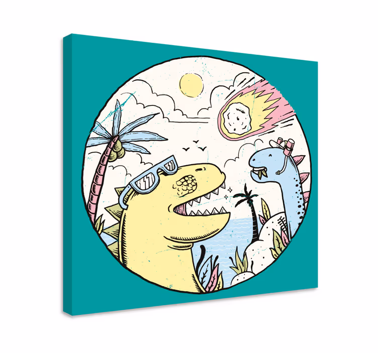 Dinozaurai, krentantys meteorito drobės atspaudai - „Tenstickers“