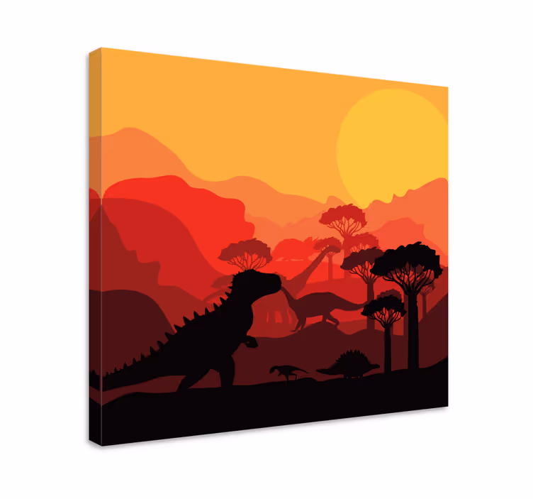 Drobė dinozauras dinozaurų silueto peizažas - „Tenstickers“