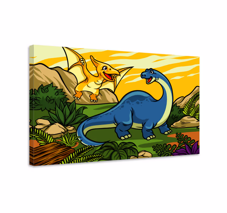 Vaikų dinozauras su peizažo drobės menu - „Tenstickers“