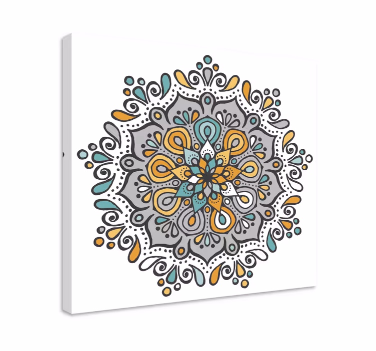Spalvinga mandala su gėlių drobės sienų daile - „Tenstickers“