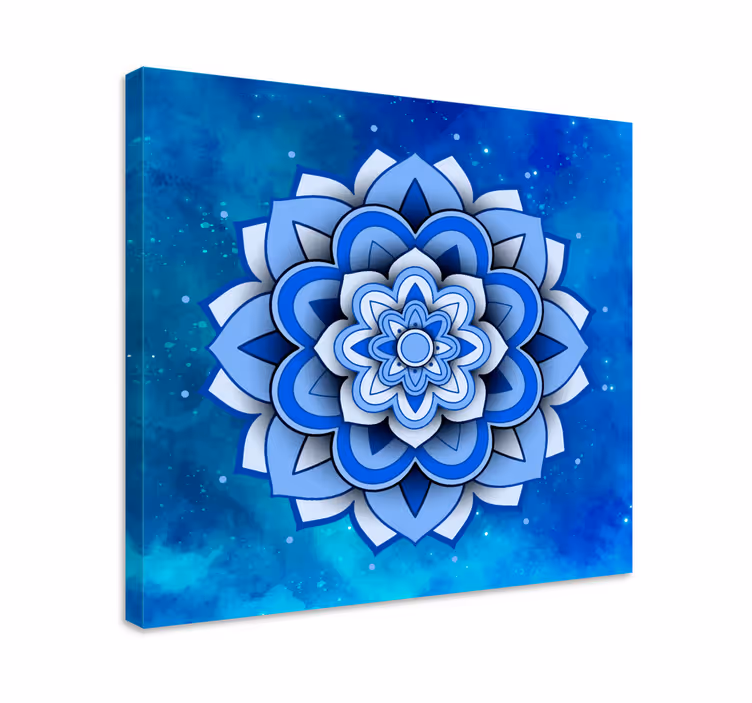 Mandala gėlių mėlyna mandala drobė sienų dailė - „Tenstickers“