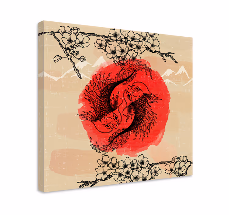 Ying yang fishes žuvų drobė - „Tenstickers“