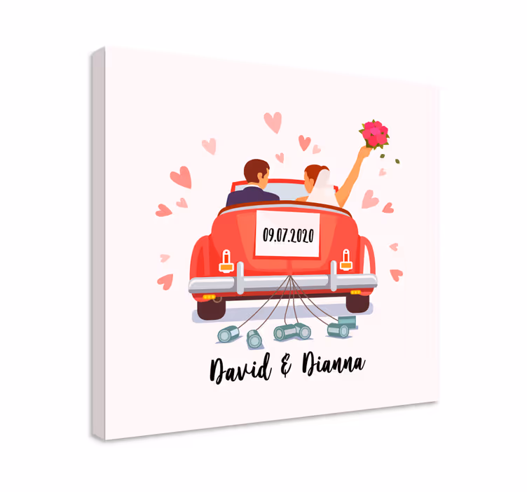 „coche boda“ personalizuojama vestuvių drobė - „Tenstickers“
