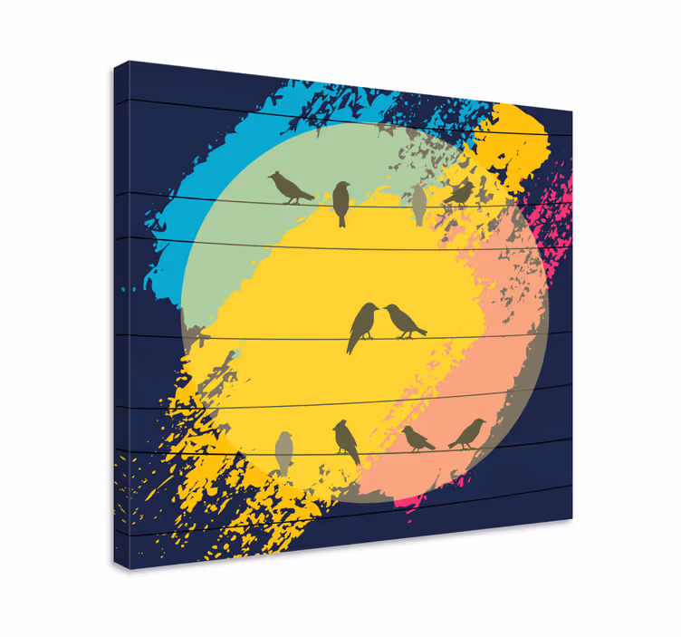 Retro apskritimo siluetai Drobė paukštis - „Tenstickers“