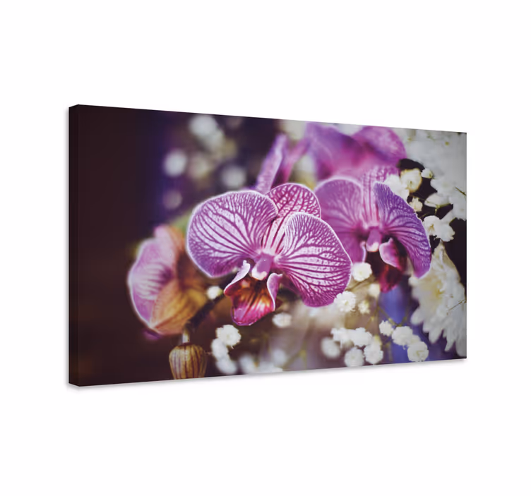 Violetinė orchidėja su gėlėmis gėlių drobė - „Tenstickers“