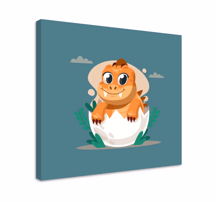 Drobė dinozauras mielas kiaušinyje išsiritęs kūdikis - „Tenstickers“