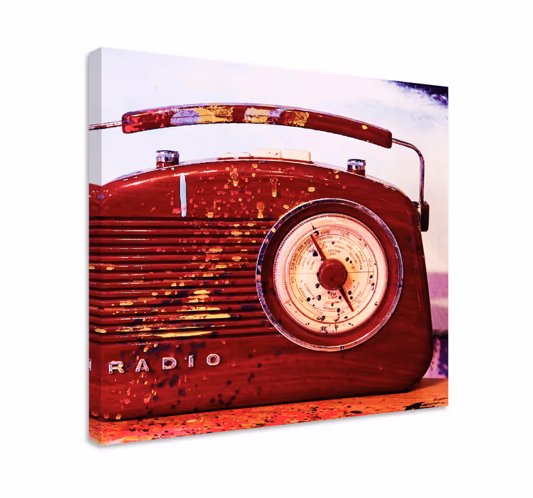Raudonas derliaus radijo retro paveikslaimenas - „Tenstickers“
