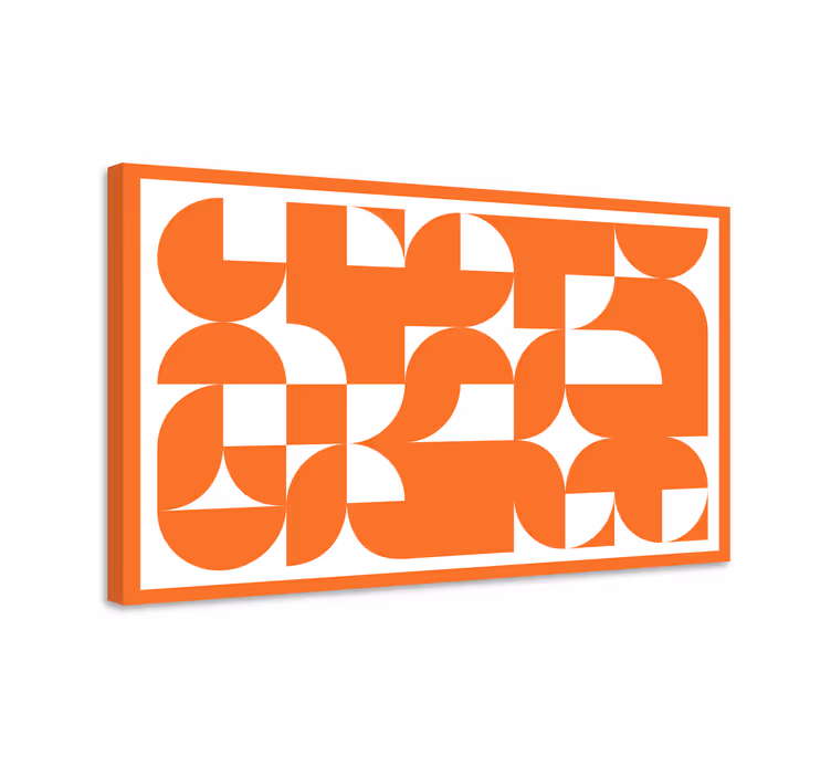 Oranžinė abstraktaus meno geometrinė drobė - „Tenstickers“