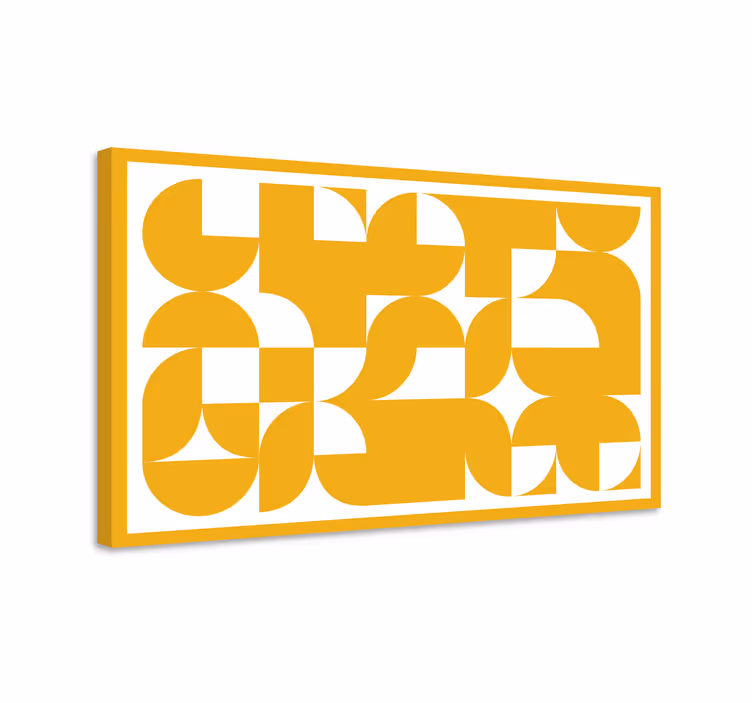 Dailė formuoja geltoną rašto geometrinę drobę - „Tenstickers“