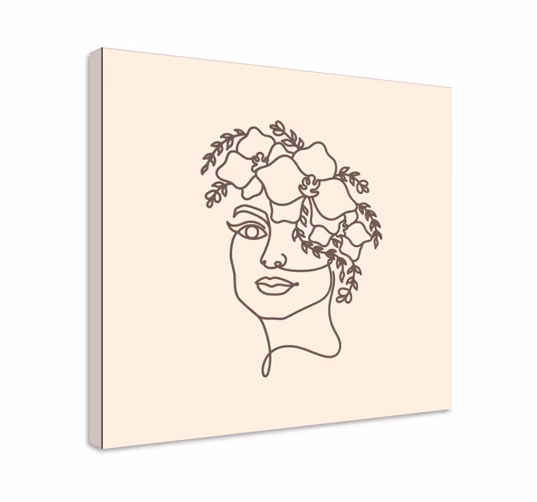 Silueto minimalistinė mielos moters gėlių drobė - „Tenstickers“
