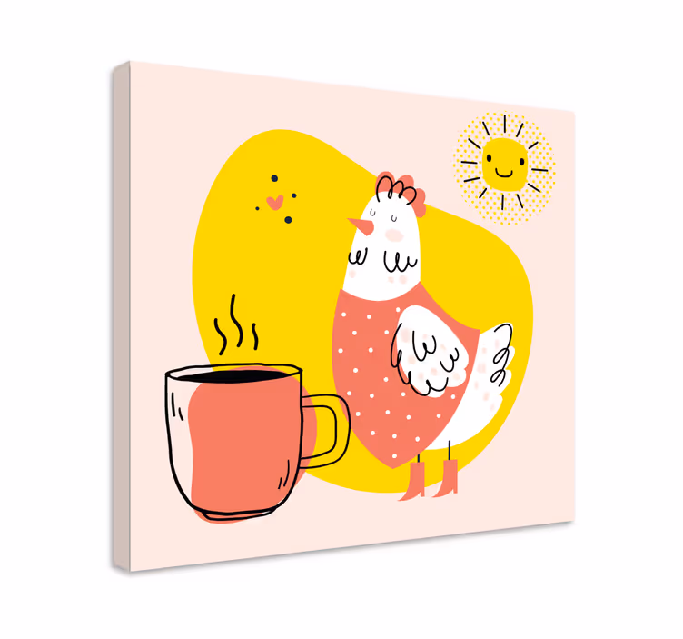 Drobė gyvunais linksmas vištos rytas - „Tenstickers“