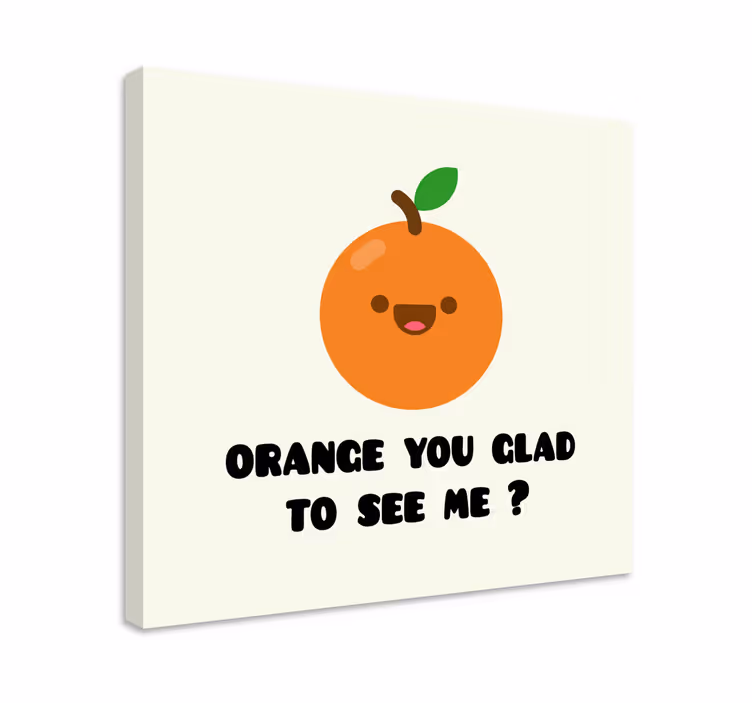 Linksmas oranžinis personažas Drobė su vaisiais - „Tenstickers“