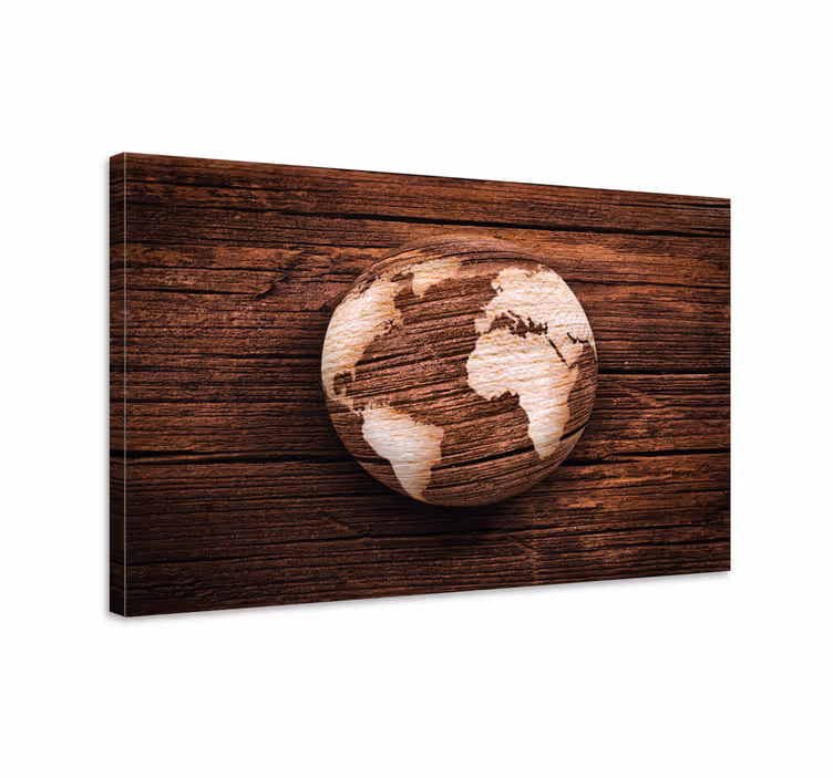 Geografinio medinio pasaulio žemėlapio 3d spaudiniai ant drobės - „Tenstickers“