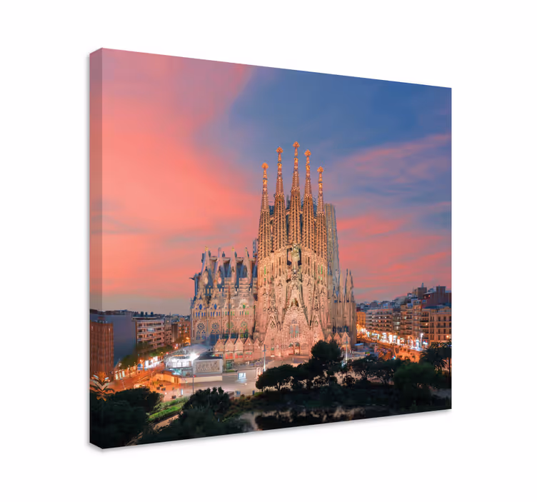 Drobė miestai ir šalys sagrada familia saulėlydis - „Tenstickers“