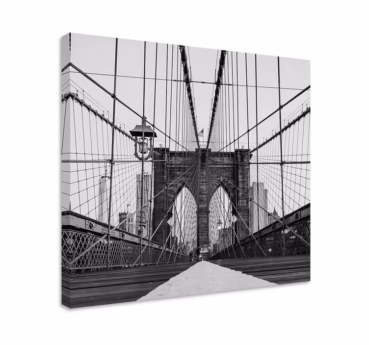 Juodai baltas brooklyn bridge 3d spaudinys ant drobės - „Tenstickers“