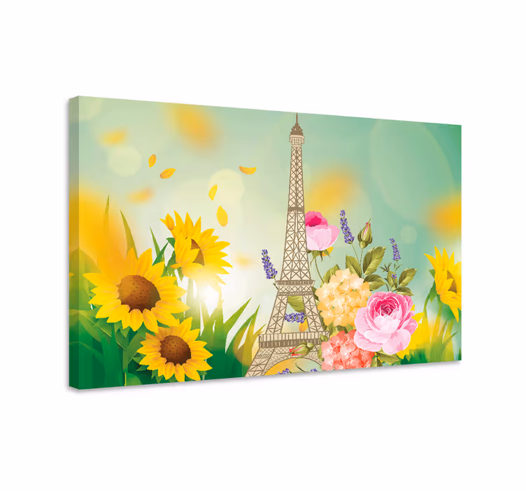 Drobė gėlės ir augalai eifelio bokšto kompozicija - „Tenstickers“