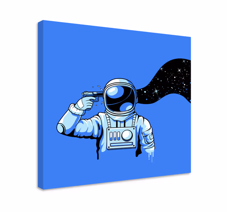 Astronautų šaudymas Drobės spaudinys - „Tenstickers“