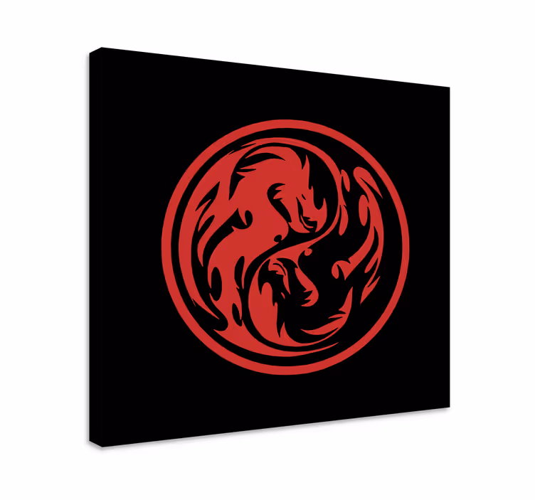 Juodos ir raudonos drakono yin yang sienų atspaudai - „Tenstickers“