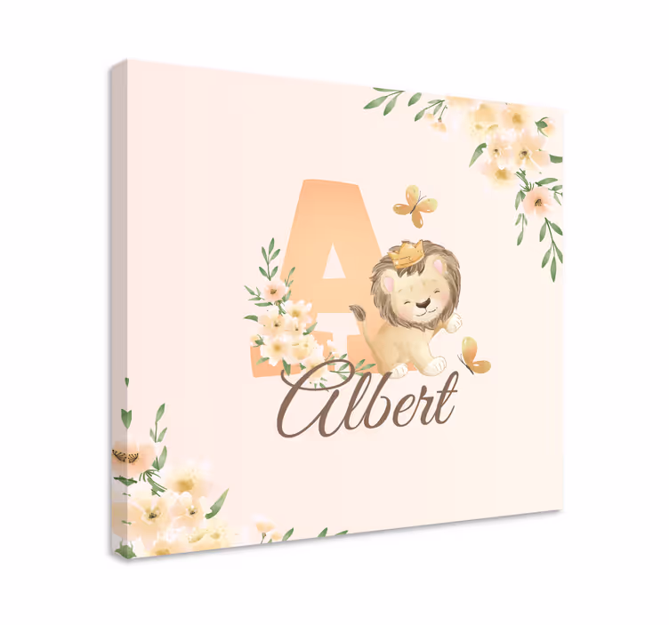 Drobė 3d mielas liūtas ir gėlės - „Tenstickers“