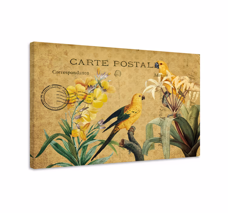 "cottagecore" paukščiai ir lapai retro drobė - „Tenstickers“