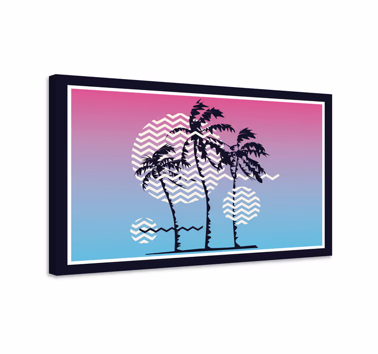 Retro saulėlydžio palmės retro drobė - „Tenstickers“
