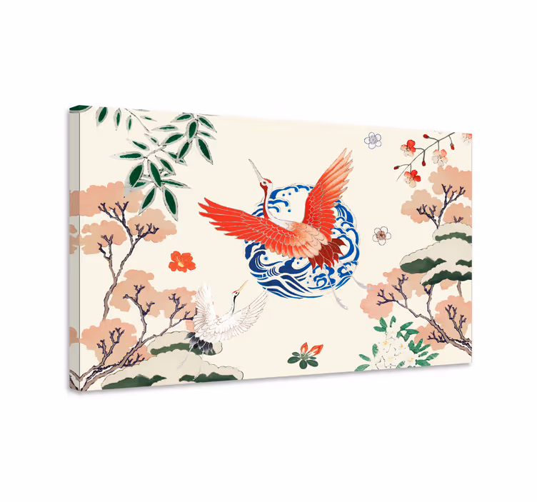 Chinoiserie raudona retro drobė - „Tenstickers“