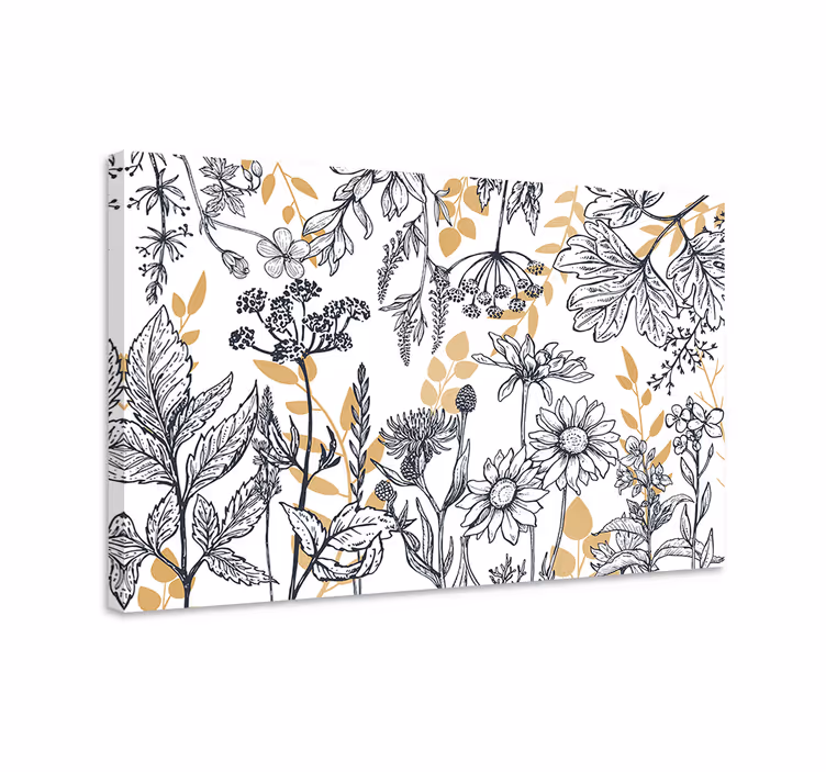 "glamour floral" su aukso gėlių drobe - „Tenstickers“