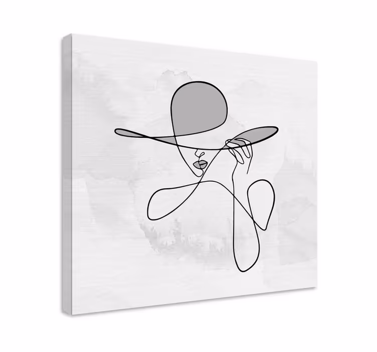 Minimalistinė moteris su skrybėle prieškambario drobė - „Tenstickers“