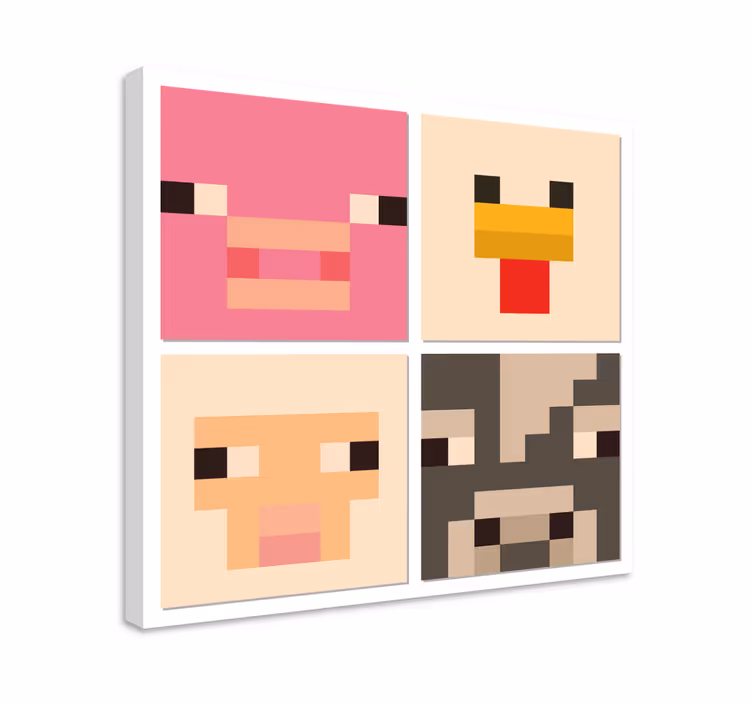 Pixel meno gyvūnų veidai Drobė žaidimų stalas - „Tenstickers“